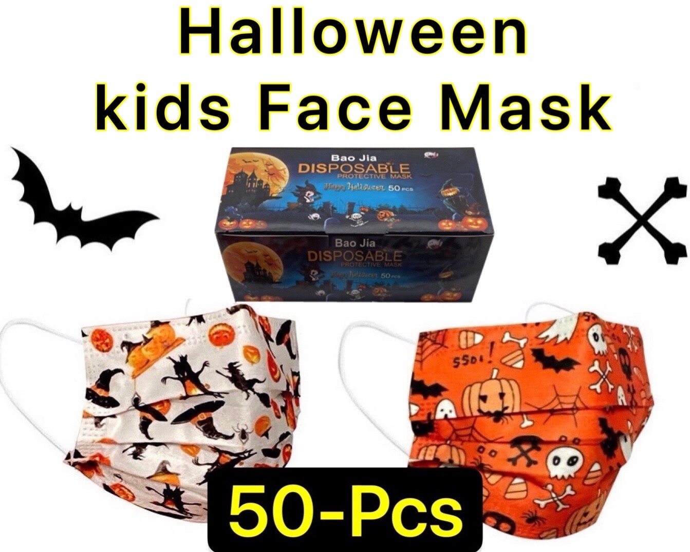 50 Pcs Holiday Patterns Face Mask Mouth & Nose Protector Respirator Child Masks
