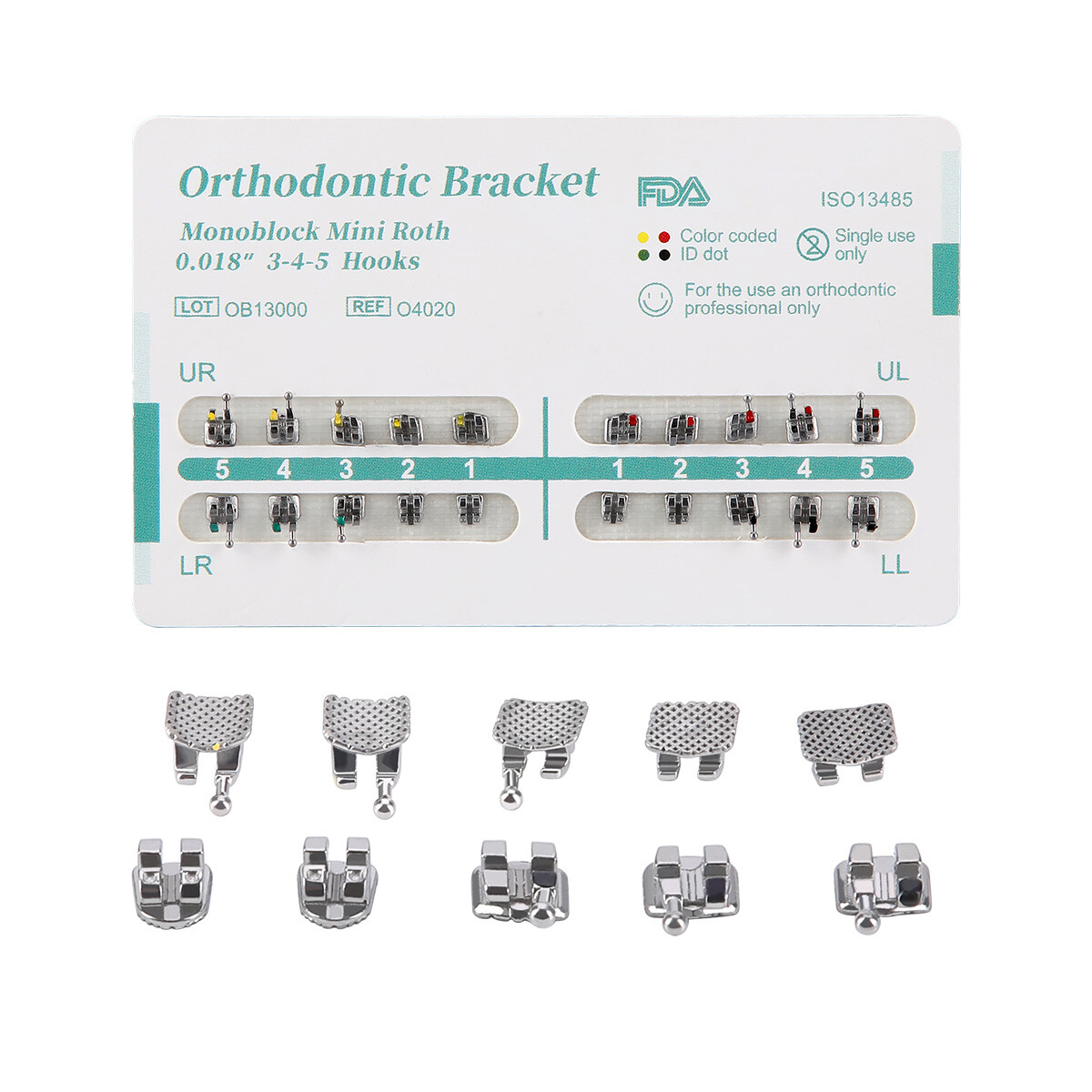 AZDENT Dental Ortho Brackets Braces Monoblock MIM Mini Roth MBT 022 /018 Metal
