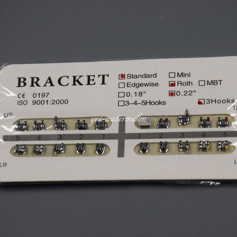 20 Pcs/Pack Dental Orthodontic Metal Bracket Brace Standard Roth.022 Hooks 3