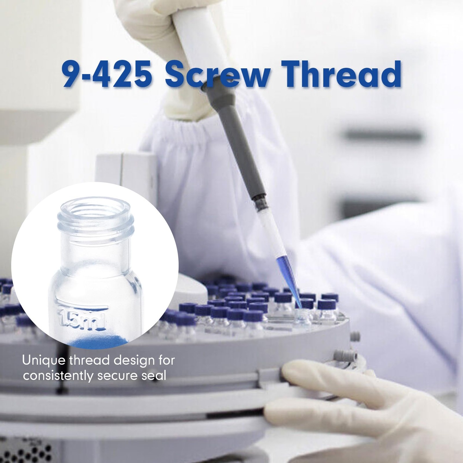 100 PCS 2ml Polypropylene Vials 9mm Short Thread Blue Cap Ion Chromatography