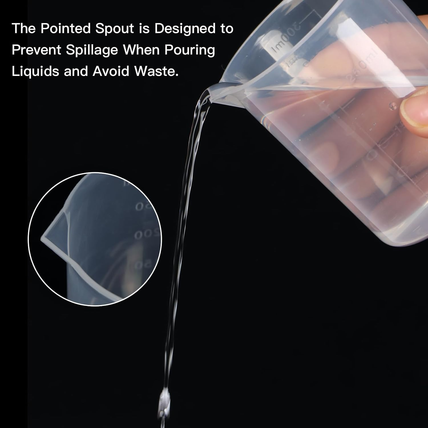 5 Pack Plastic Measuring Jugs, Transparent Lab Graduated Beakers, Heat Resistant