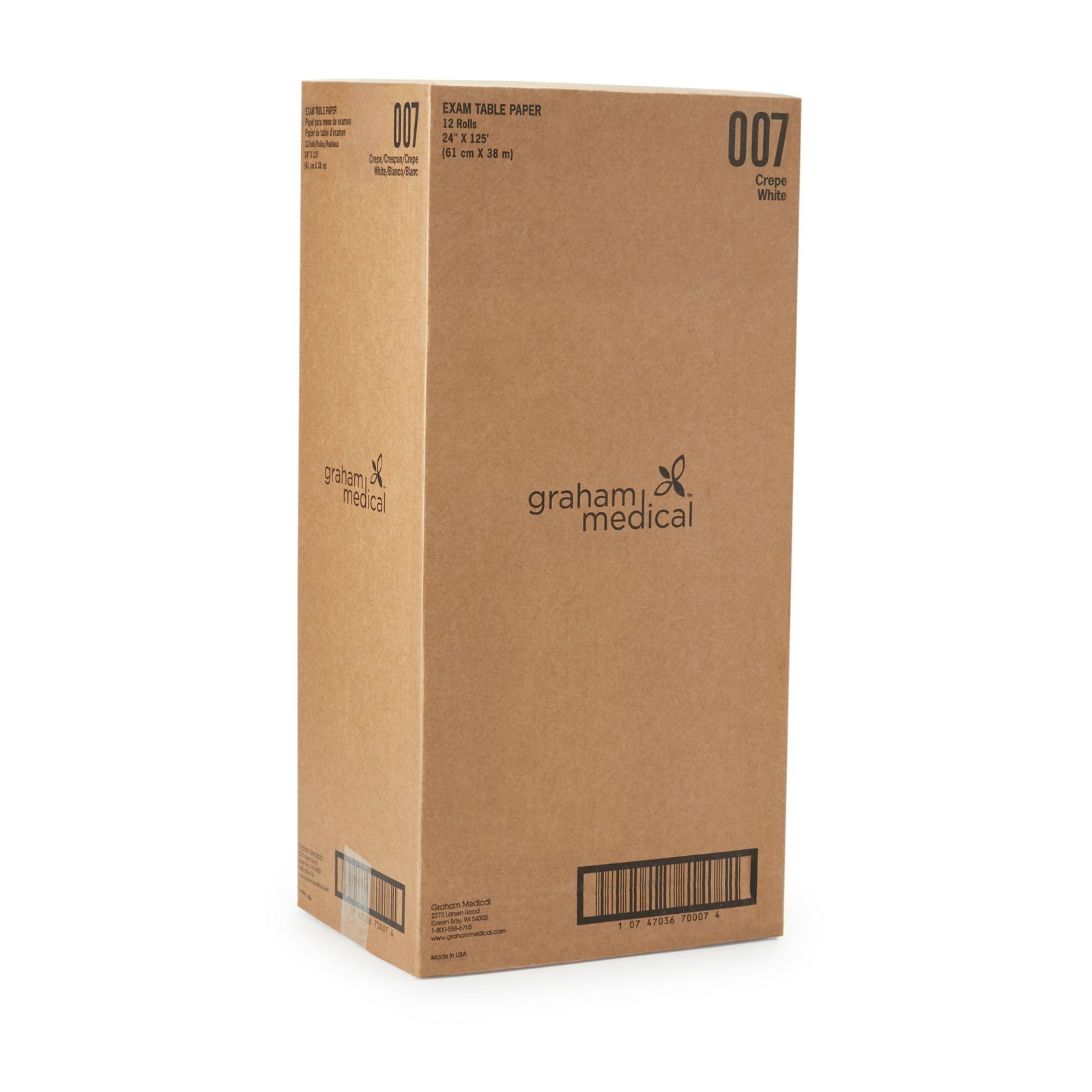 Graham Professional Table Paper White Crepe 24” W x 125′ L 12 Rolls