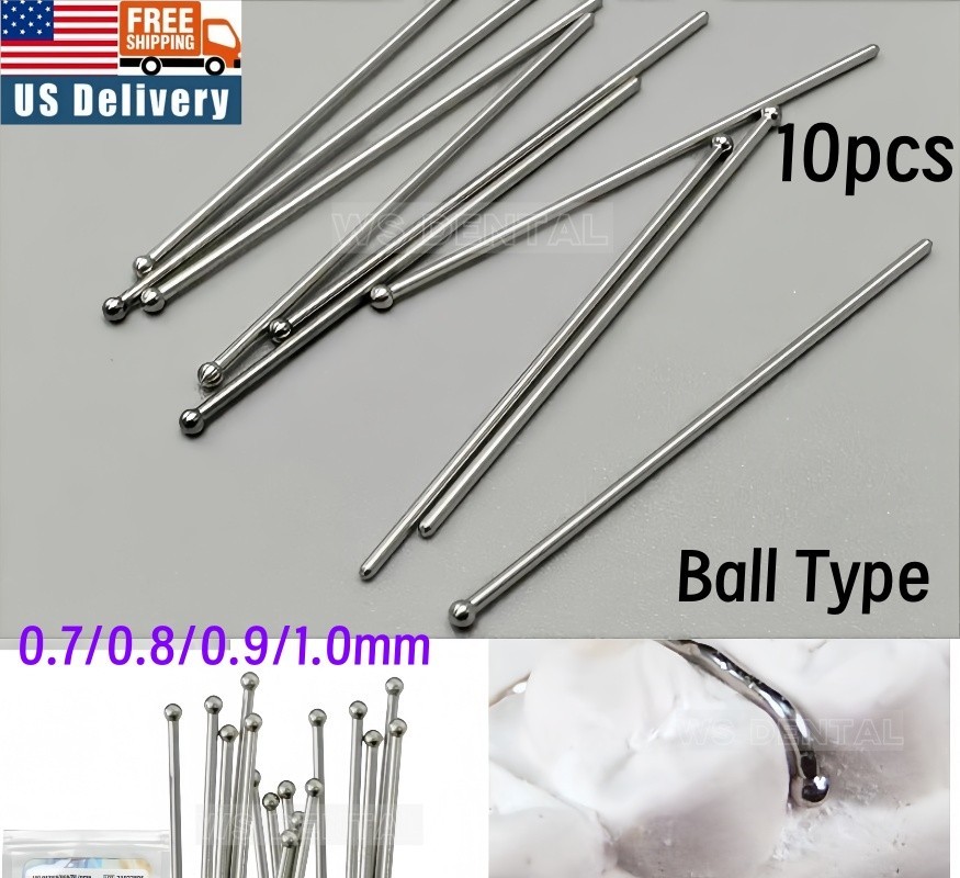 10Pcs Dental Ball Retainer J Clasp Oblique Clasps Bars Ball-Type 0.7/0.8/0.9/1.0