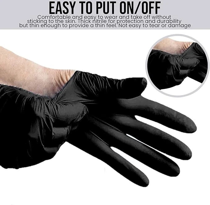 6 Mil Black Nitrile Gloves Disposable Heavy Duty Powder Free Latex Free S-2XL