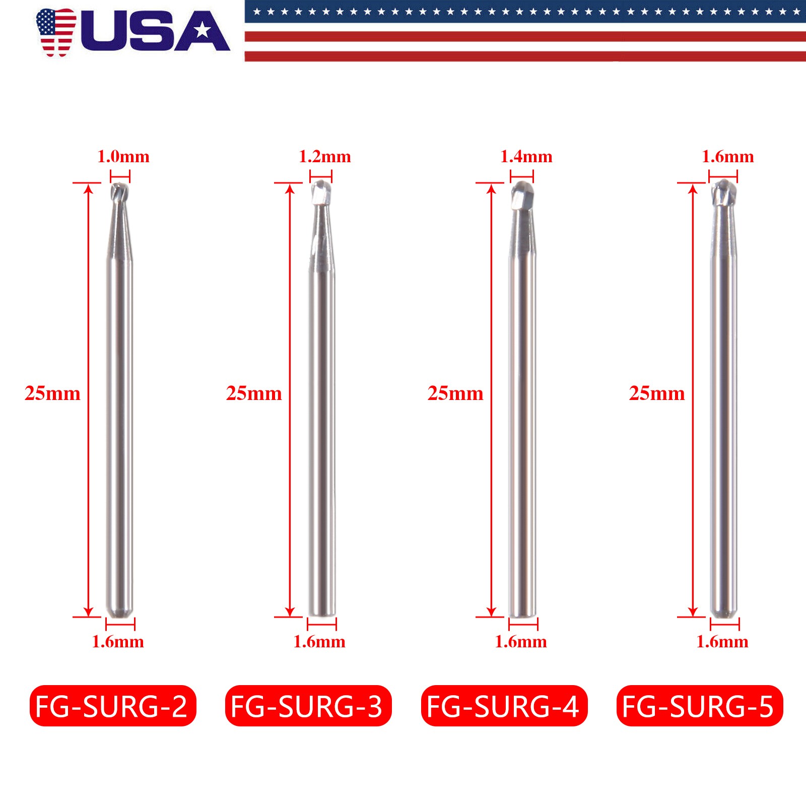5pcs/box Dental FG Carbide Burs Surgical Drills for High Speed Handpiece