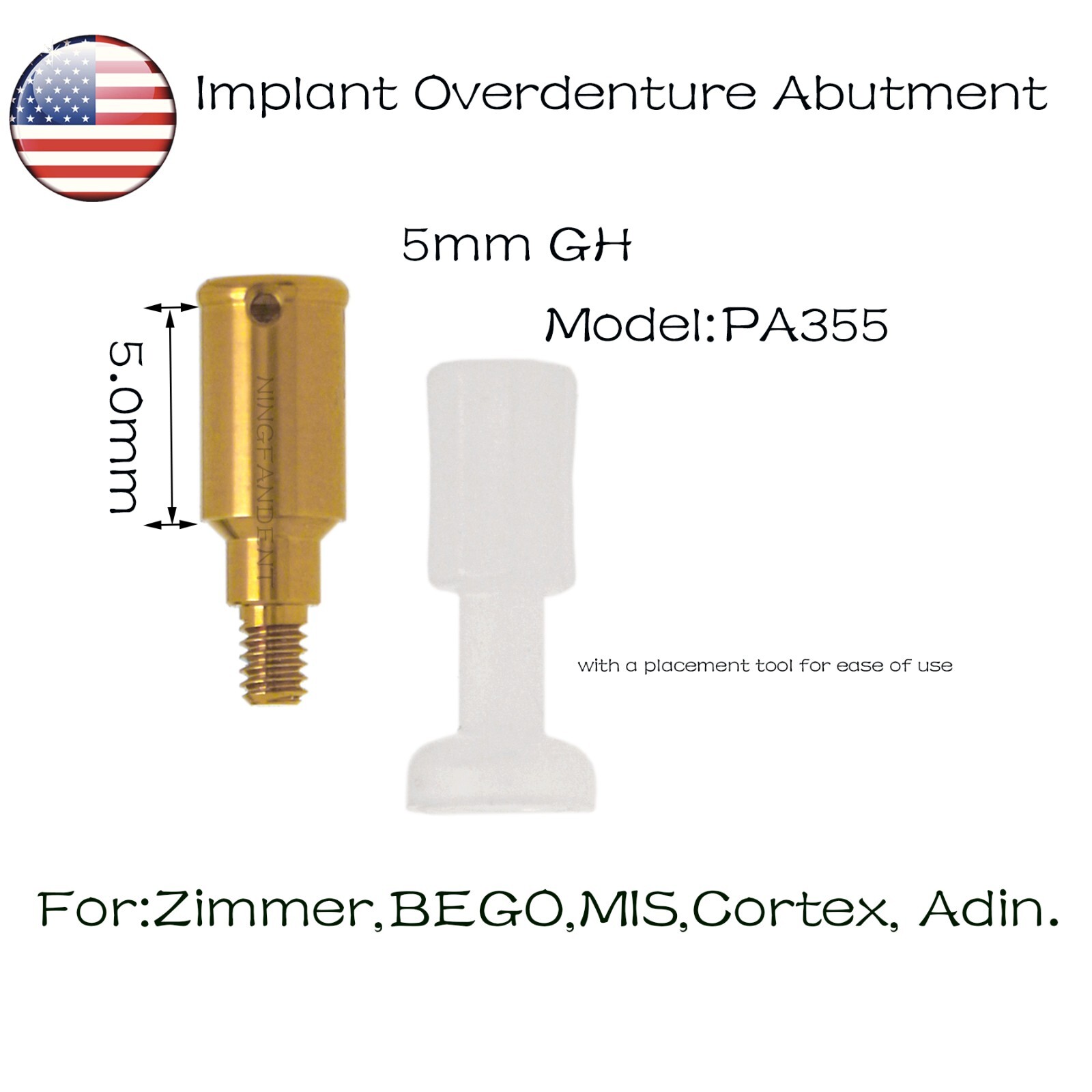 US Overdenture Locator Abutment Male Cap &Tools For Zimmer/BEGO/MIS/Cortex/Adin