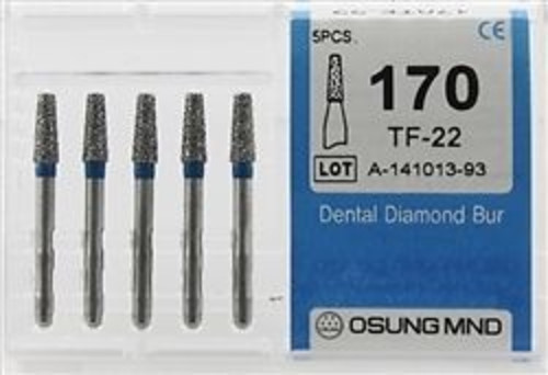Dental Diamond Burs, Standard Grit Multi-Use, 5 Pcs/Pk [170TF-22]
