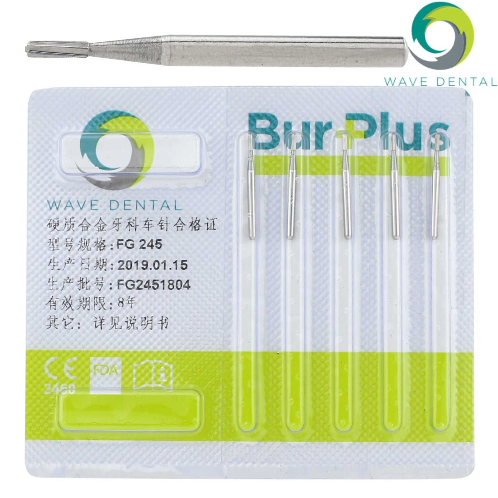 Wave Dental Tungsten Carbide Burs FG245 Friction Grip for High Speed Handpiece