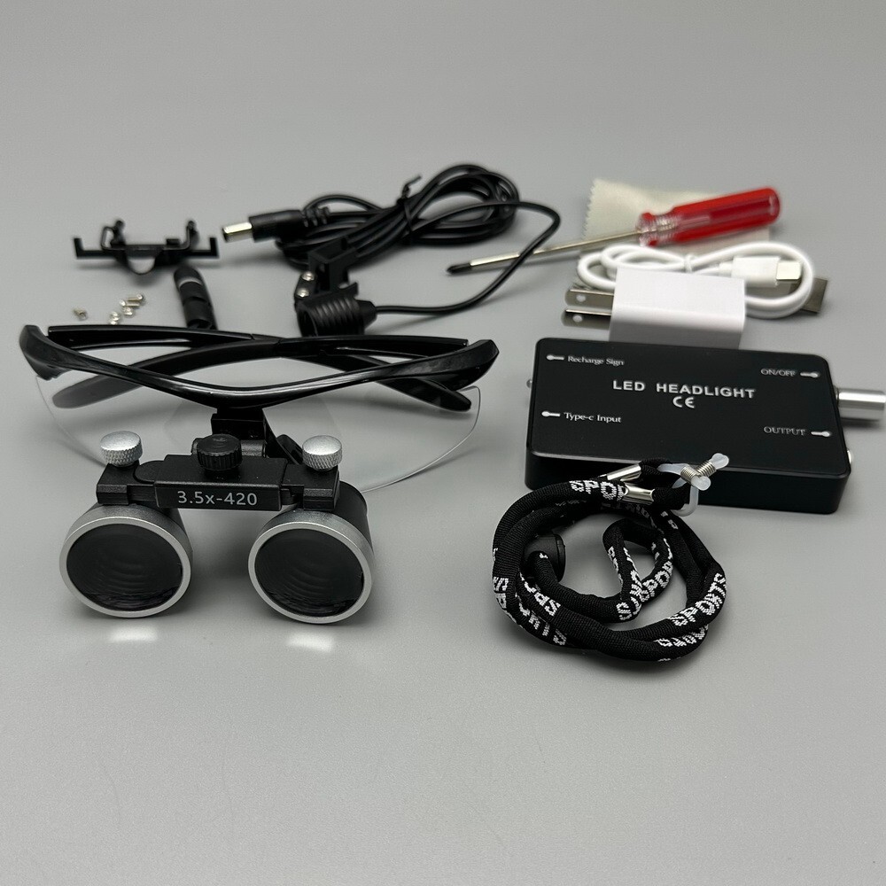 3.5X-420 Dental Binocular Loups Clip-on Magnifying Loupe for Glasses US/EU Plug
