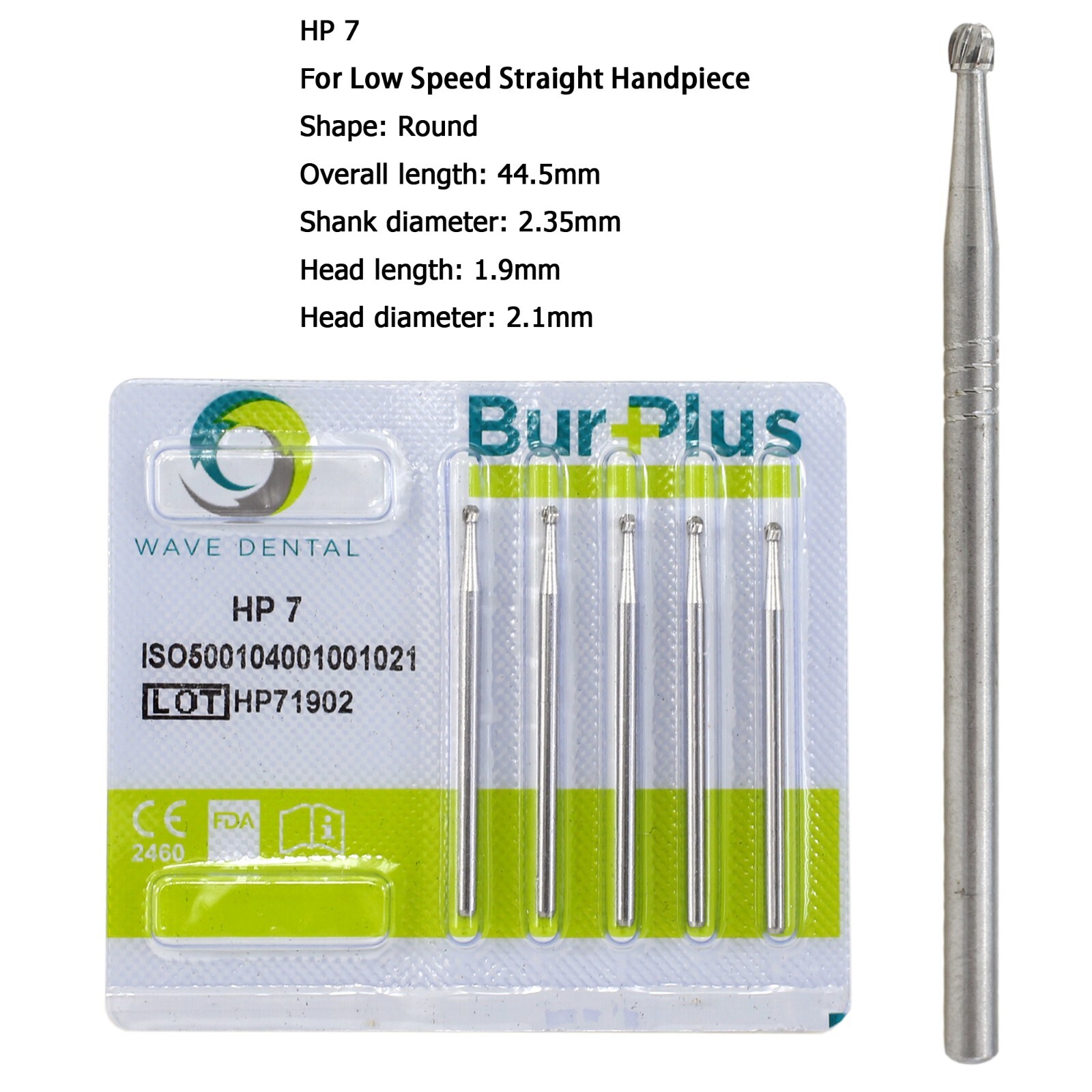 Wave Dental HP Carbide Round Burs Low Speed Surgical Burs 44.5mm HP 2 4 6 8 10