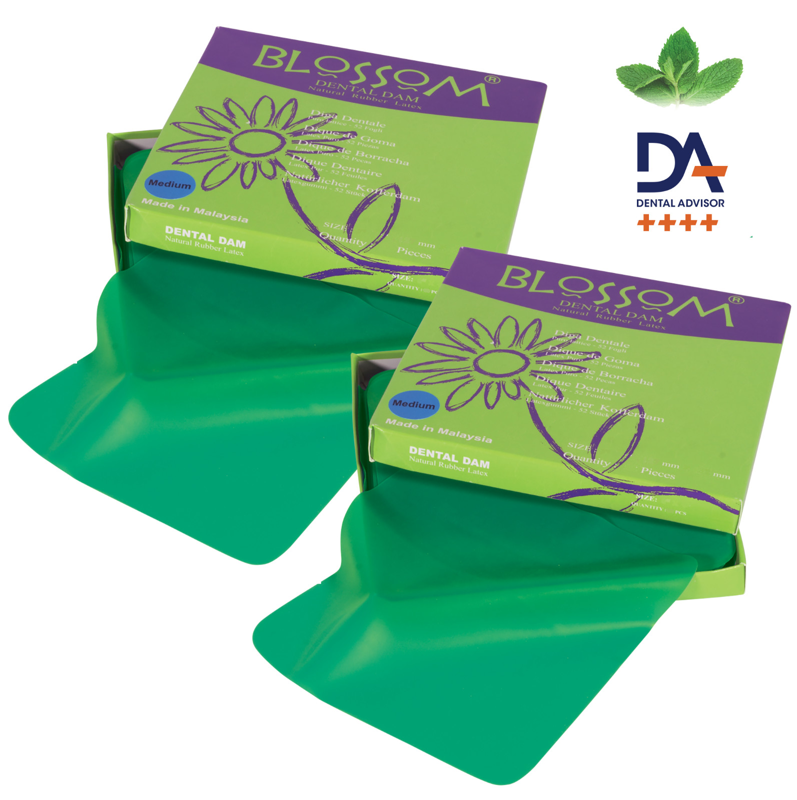 2 X Green Dental Dam 6×6 Rubber – Clinical Isolation Latex Barrier Sheet 72 Pcs