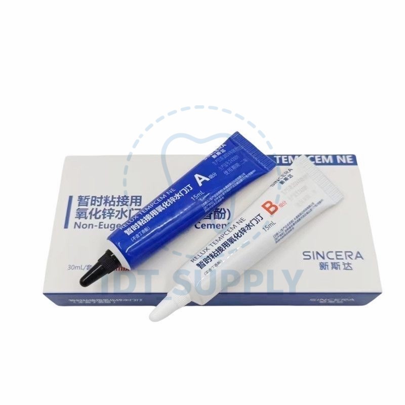 SINCERA Zinc Oxide Temporary Cement 15ml+15ml Eugenol Free Crown Bridge