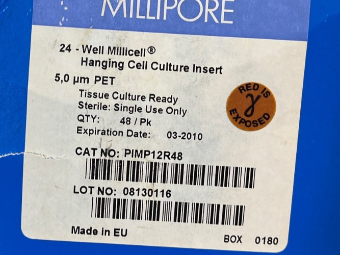 Box of 27 Millipore 24-well MilliCell Hanging Cell Culture Insert 5.0um PET NOS