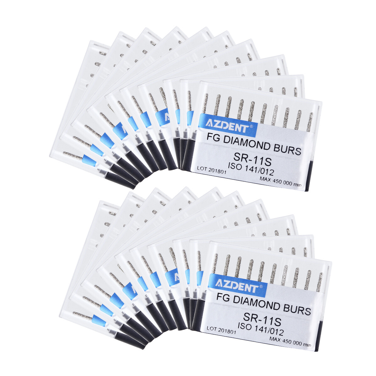 10pc/kit AZDENT Dental Diamond Burs High Speed Handpiece Friction Grip 20 Types