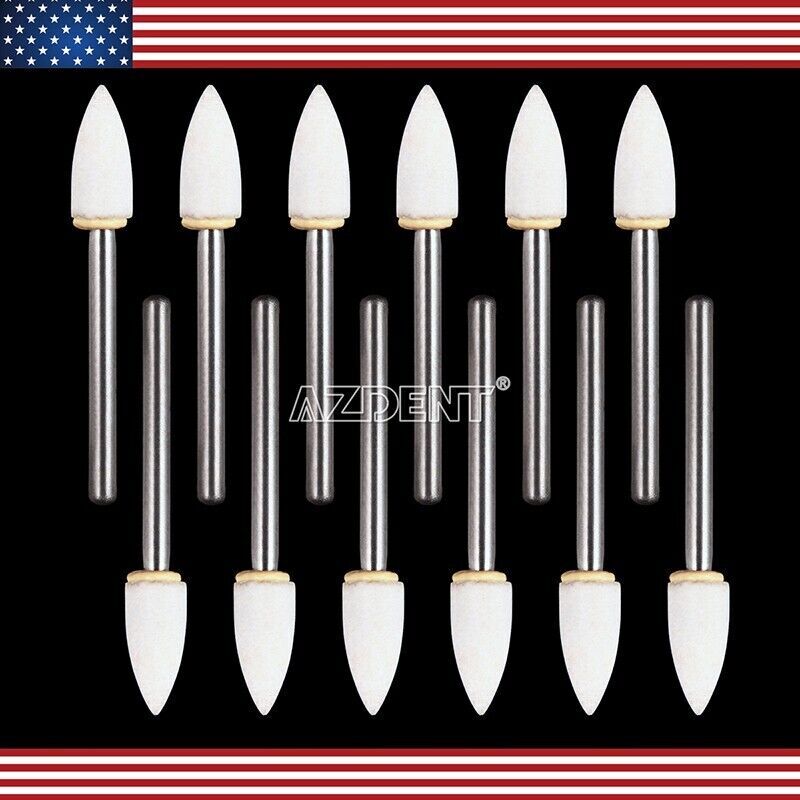 Dental Flame Mounted White Stone Polishing Burs FG Abrasion Point Burs AZDENT