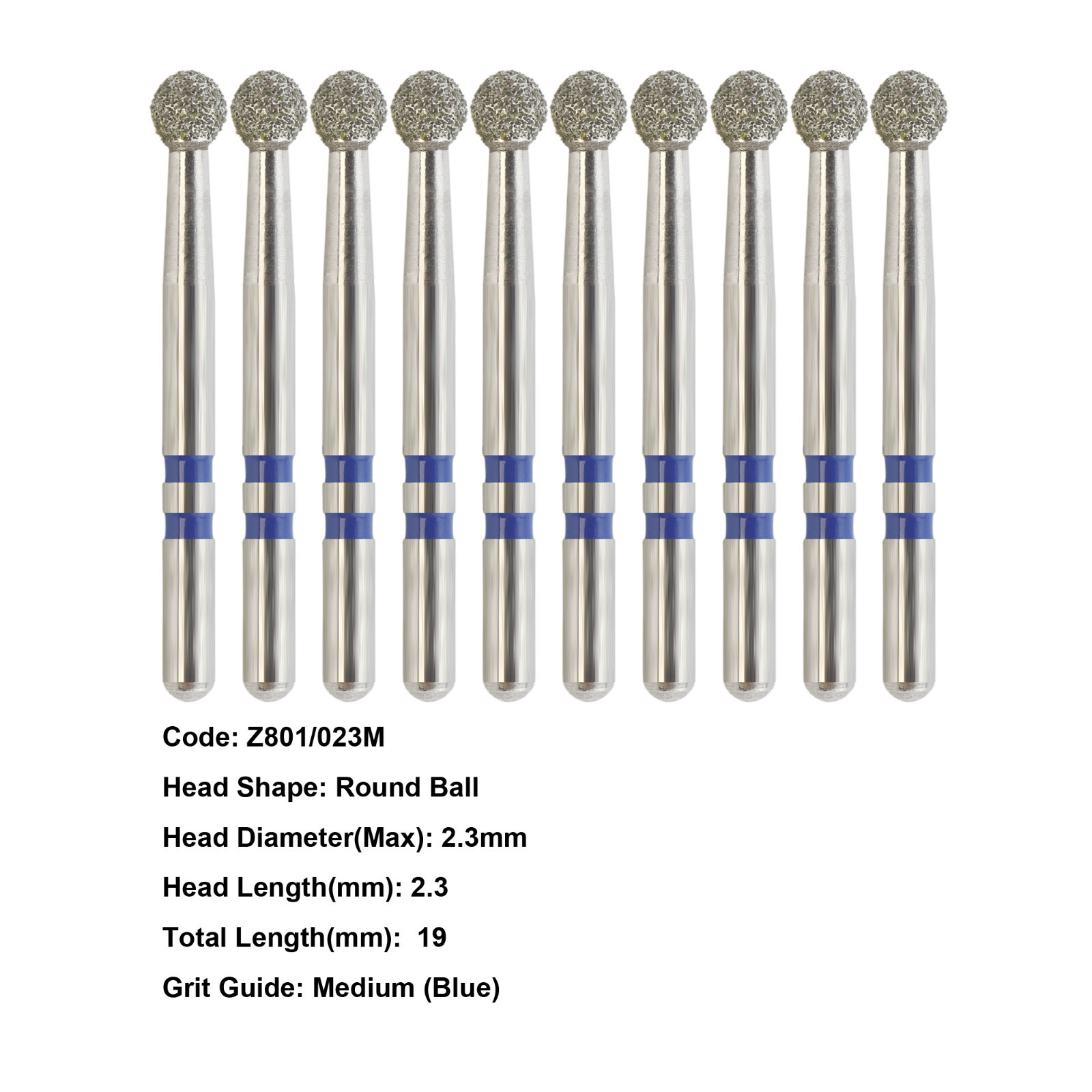 Dental Diamond Bur Zirconia Cutting Bur Round Football FG Fine Medium Grit Z856