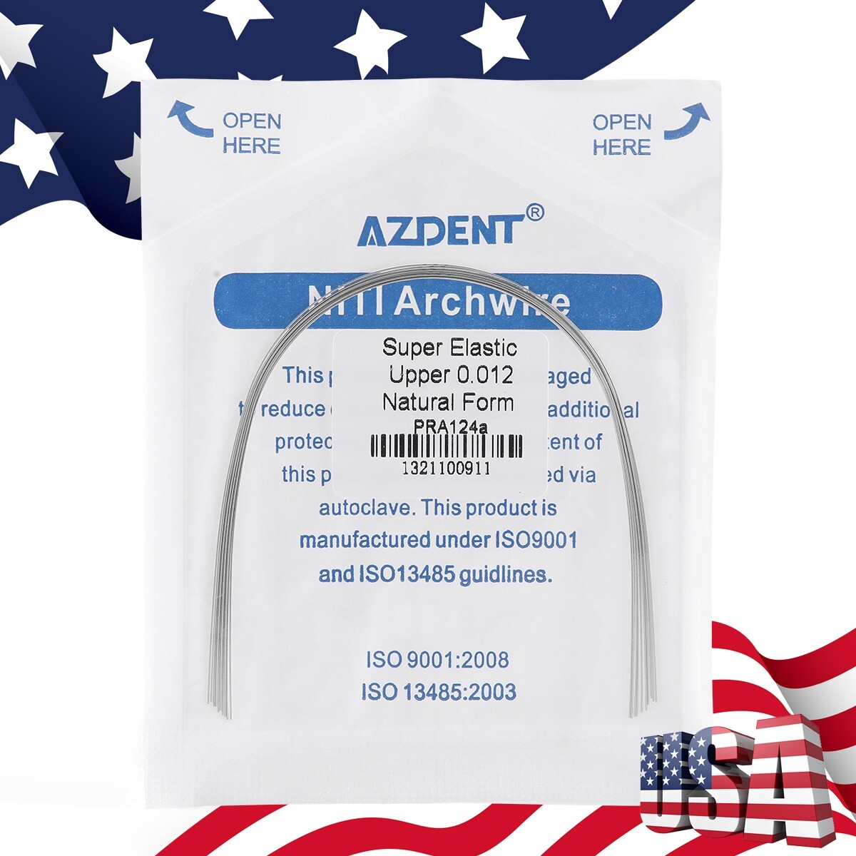10pcs AZDENT Dental Orthodontic Elastic Niti Round Arch Wires Natural Form Round