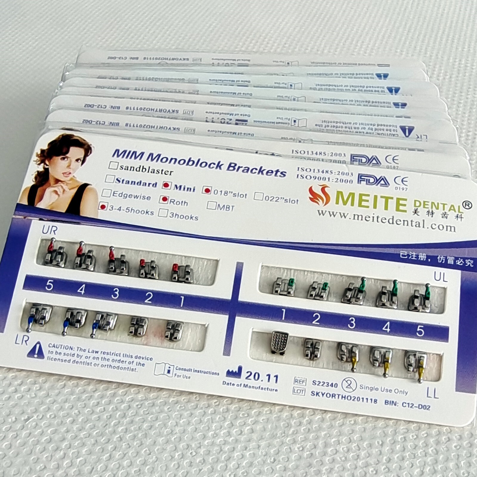Dental Orthodontic Monoblock MIM Bracket Braces Mini Roth/ MBT 018/ 022
