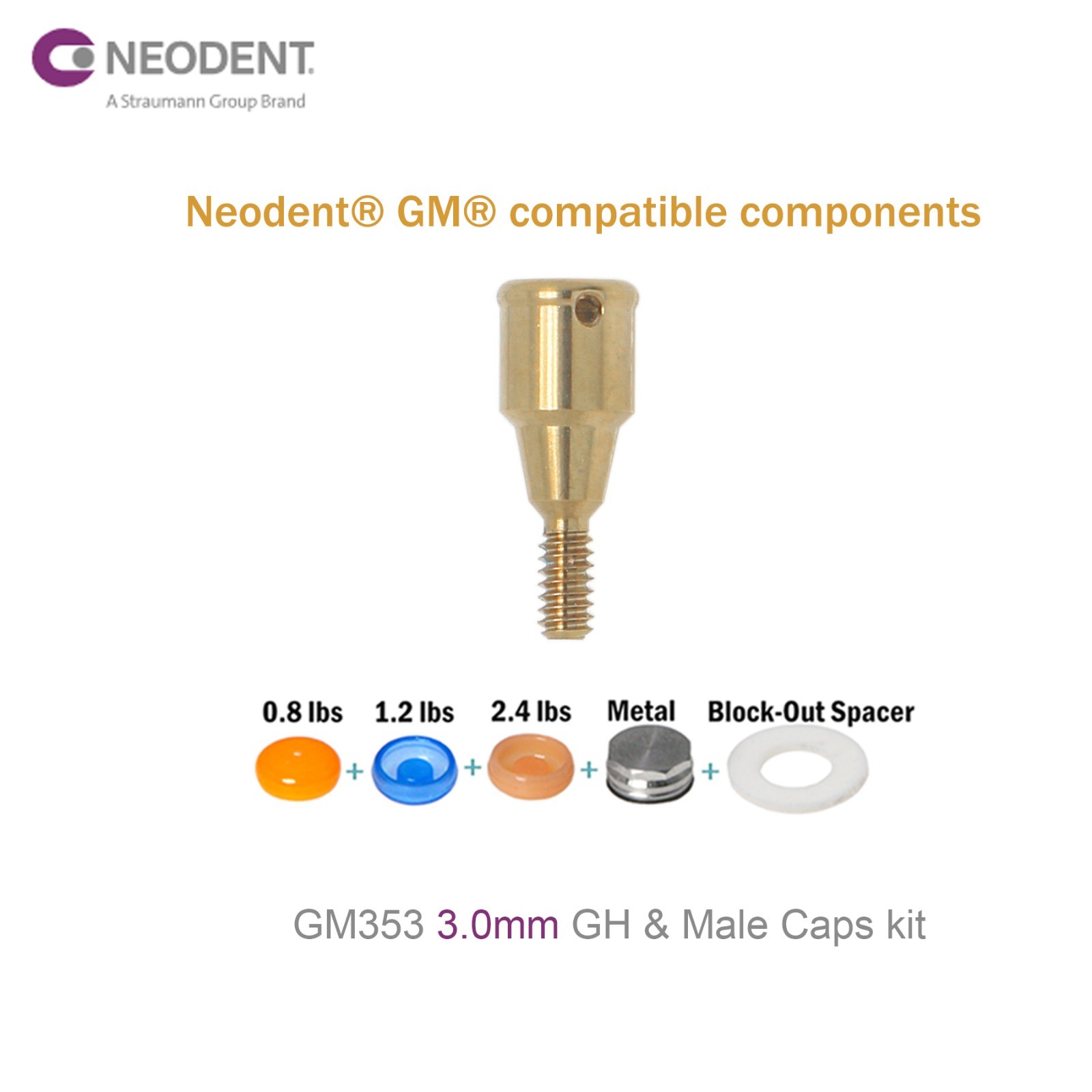 For Neodent Grand Morse GM LOCATOR Abutment PEEK w/Male Caps Inserts Overdenture