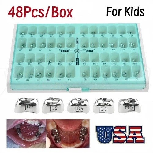 Dental Stainless Steel Primary Pediatric Pedo Molar Crowns Baby Kids Teeth Crown