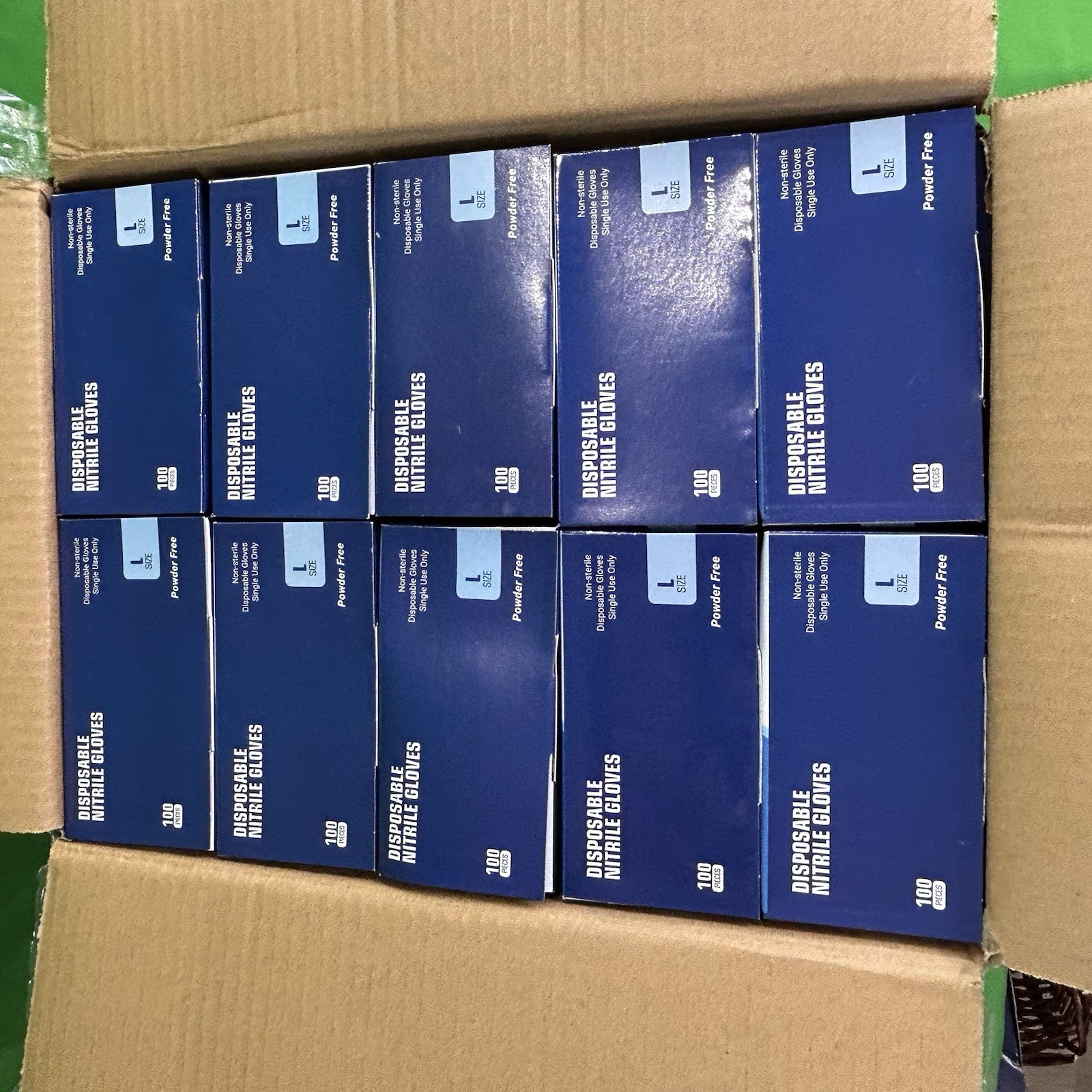 Nitril Exam Gloves – FREE SHIPPING 10 Pack of 100, Large/ Med Powder Free Blue