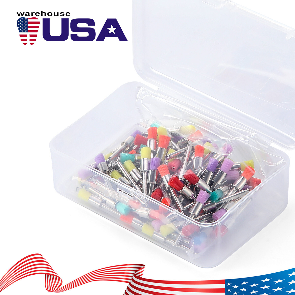 100Pcs/Box Dental Nylon Materials Closure Flat Polishing Prophylaxis Brushes