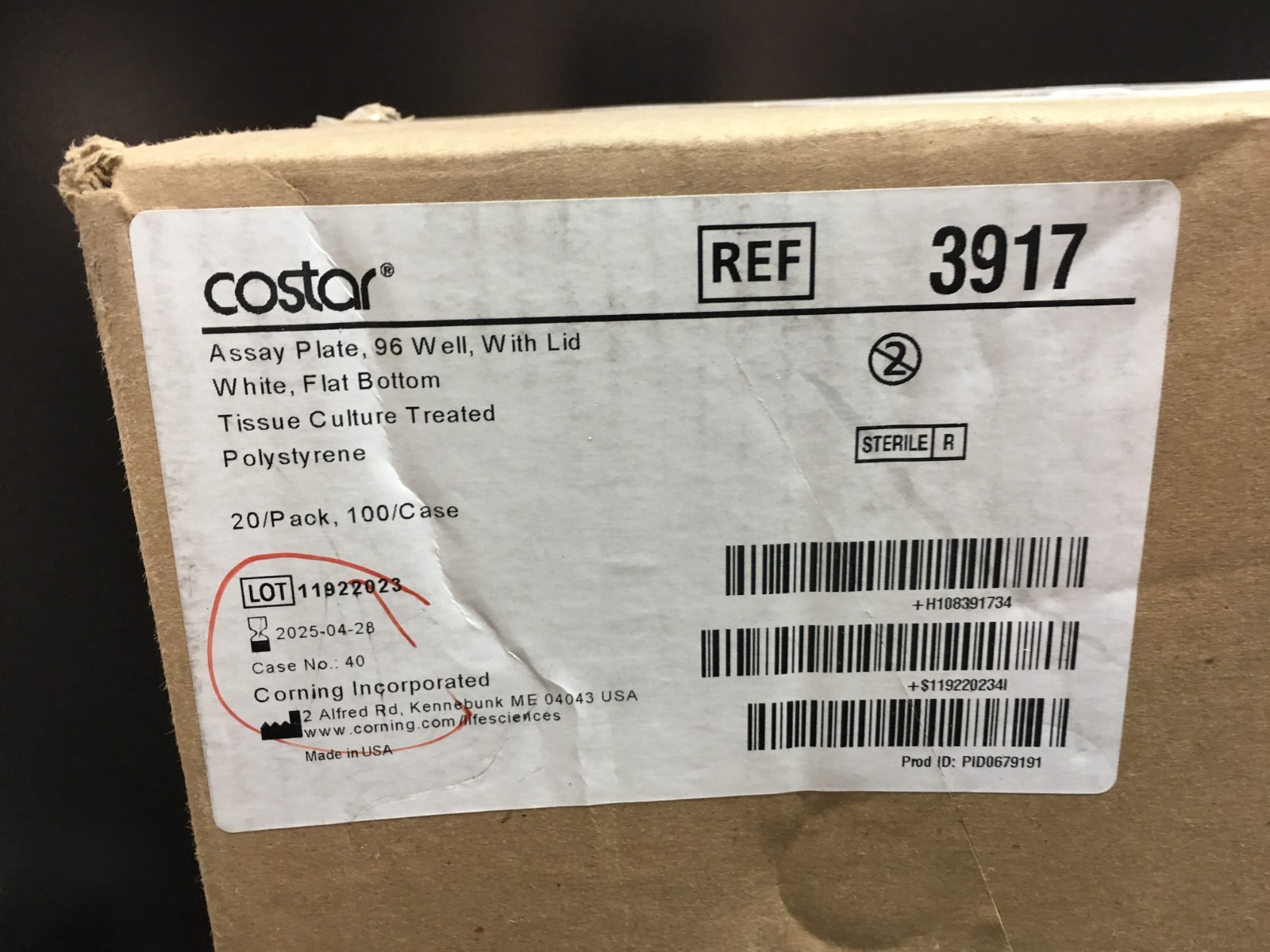 Corning Costar REF 3917 96-well Solid White TC-treated Microplates Case 100 PCS