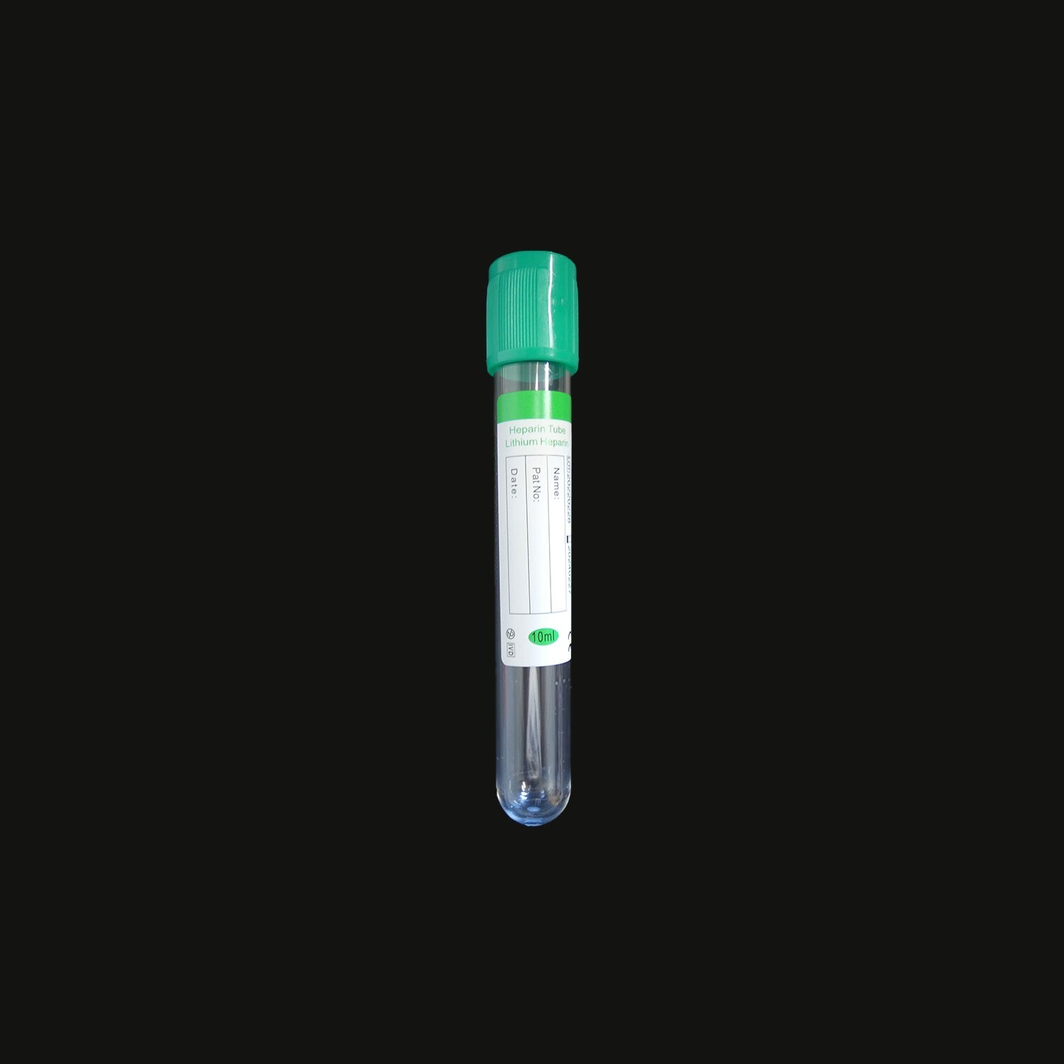 10ml Green Vacuum Blood Collection Tubes, Heparin Lithium Tube, 100/pack