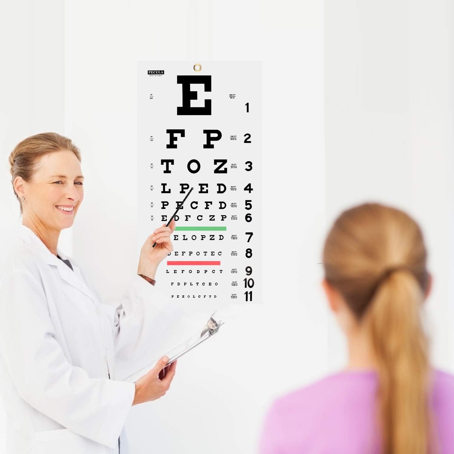 Professional Snellen Wall Eye Chart – 20-Foot Testing, Easy to Hang, 22″x11″