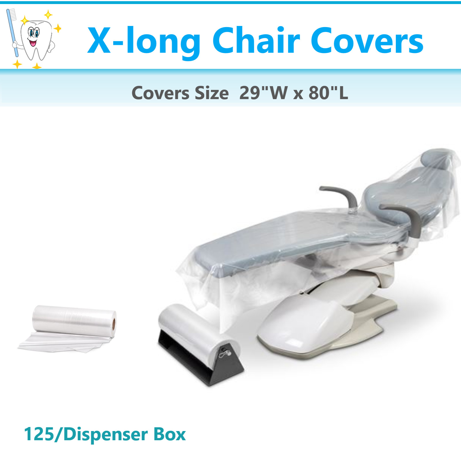 Premium DENTAL FULL Chair Cover Chair Sleeves or HALF Sleeves. Clear, 125 PCS