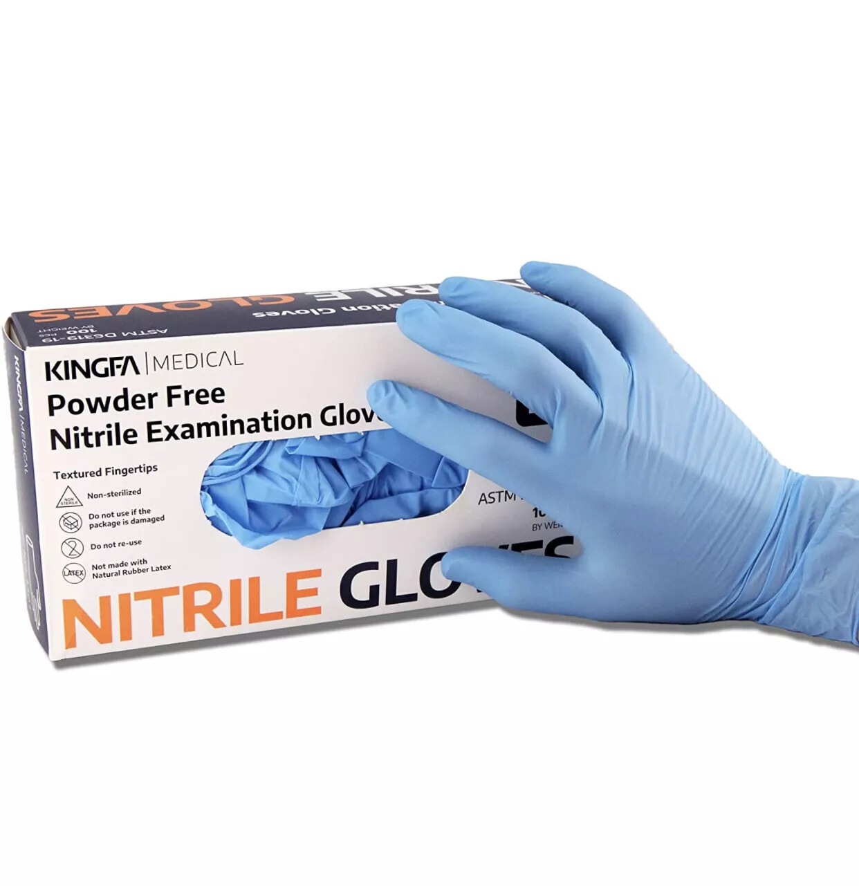 KINGFA Blue Nitrile Gloves 4 Mil Sm NEW Powder Free 100ct ASTM D6319-19