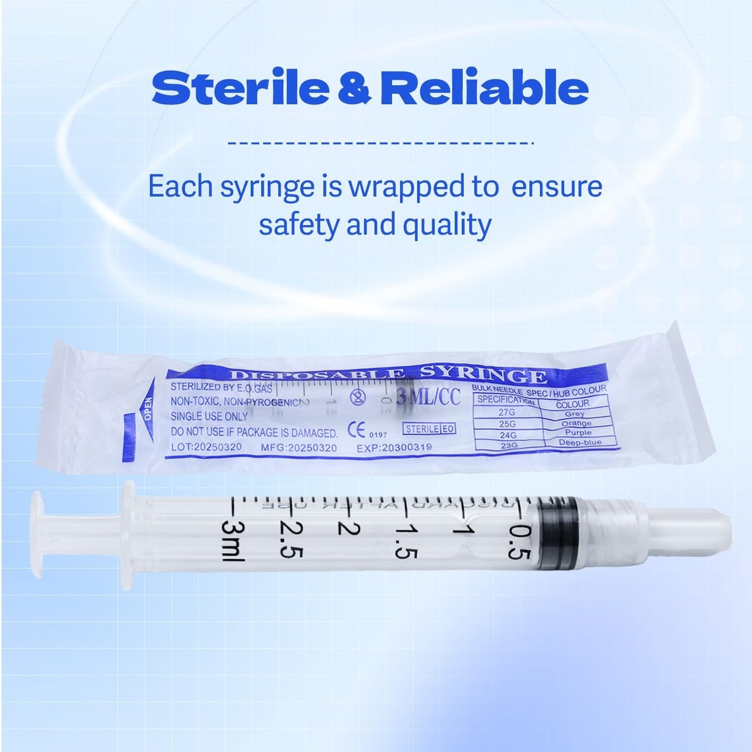 3ml Luer Lock Syringes Without Needles – 30 Pack, Disposable, Sterile
