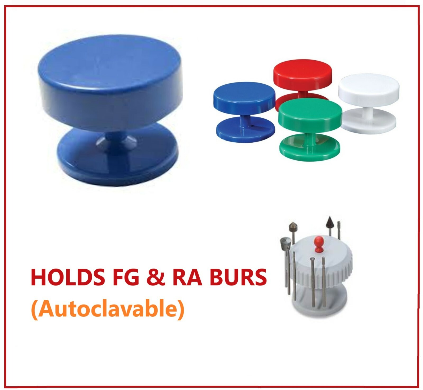 Magnetic Round Dental Lab Bur Block Holder Stand, HOLDS FG & RA BURS, 1Pc