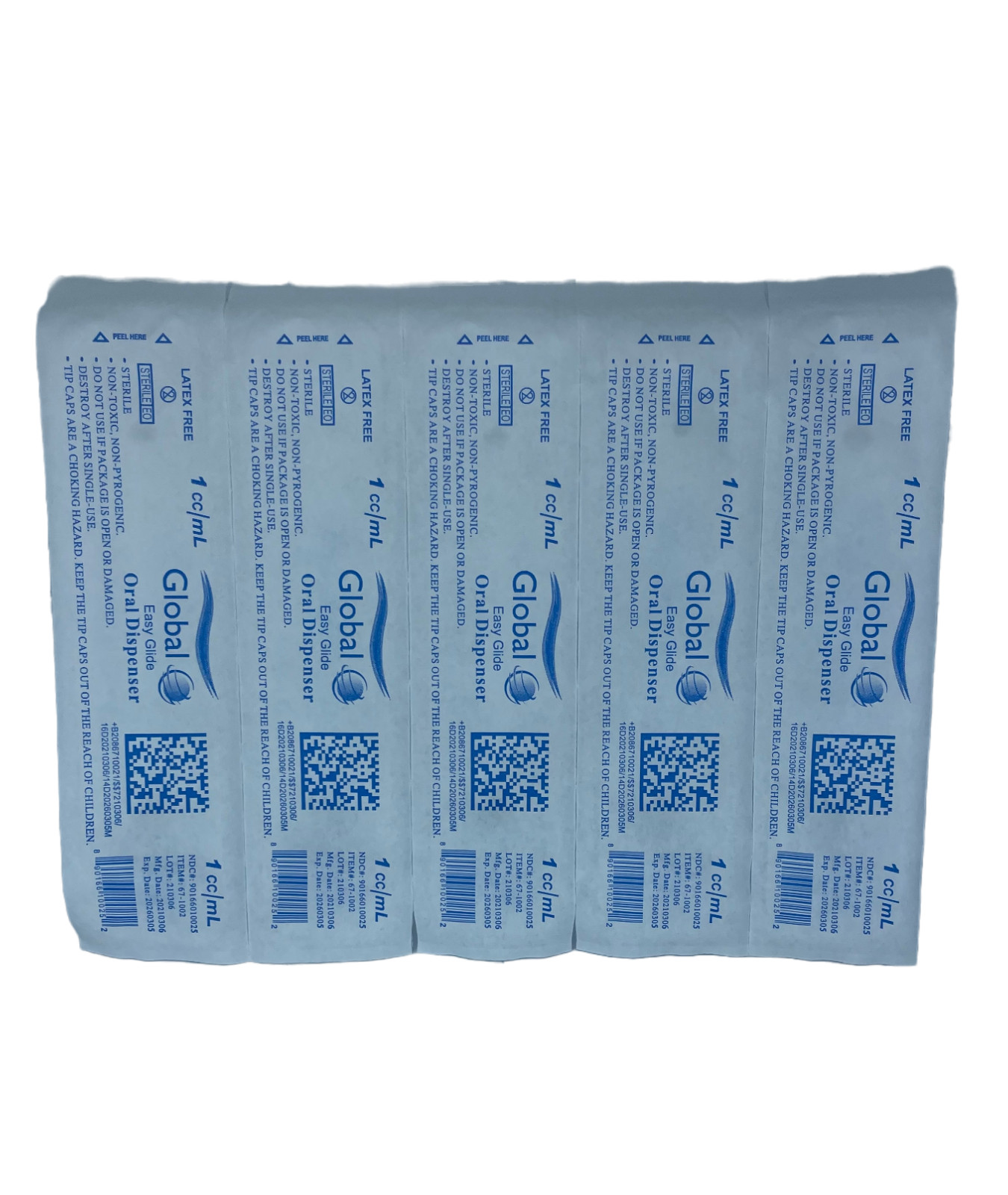 Easy Glide 1ml 1cc Oral Syringe, Sterile, Caps Included, 100 Pack