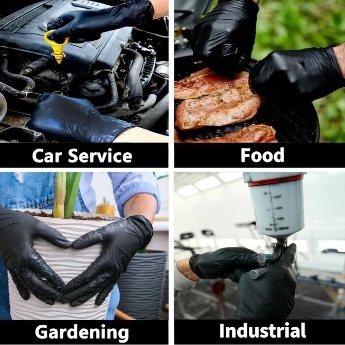Heavy-Duty 5 Mil Black Nitrile Exam Gloves (Disposable & Powder-Free)