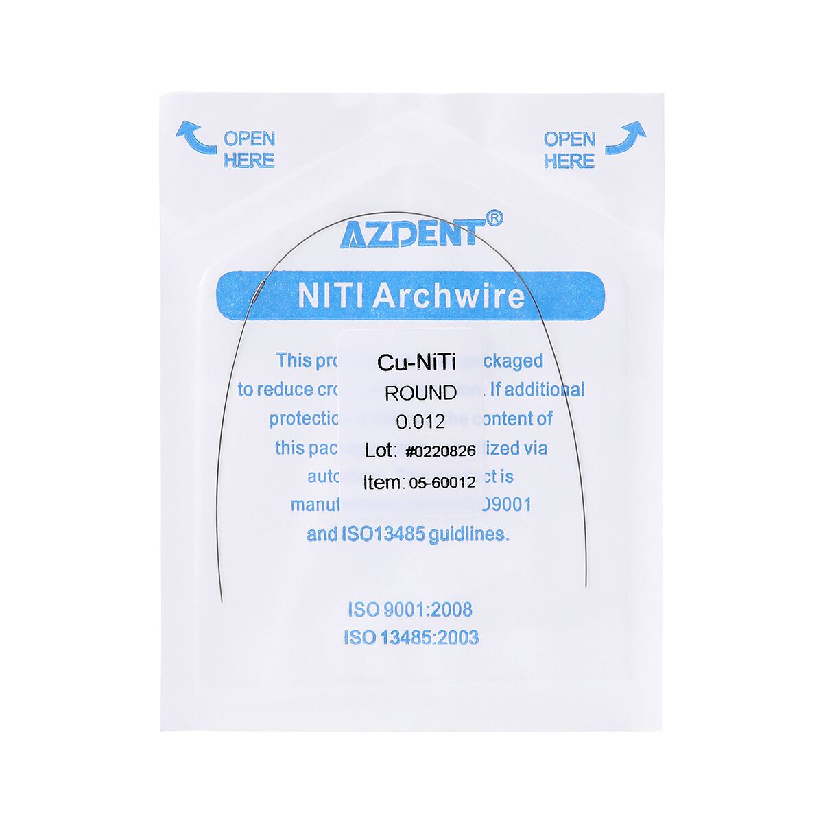 AZDENT Dental Orthodontics 35˚Cu-NiTi Round Arch Wires With Stops Preformed