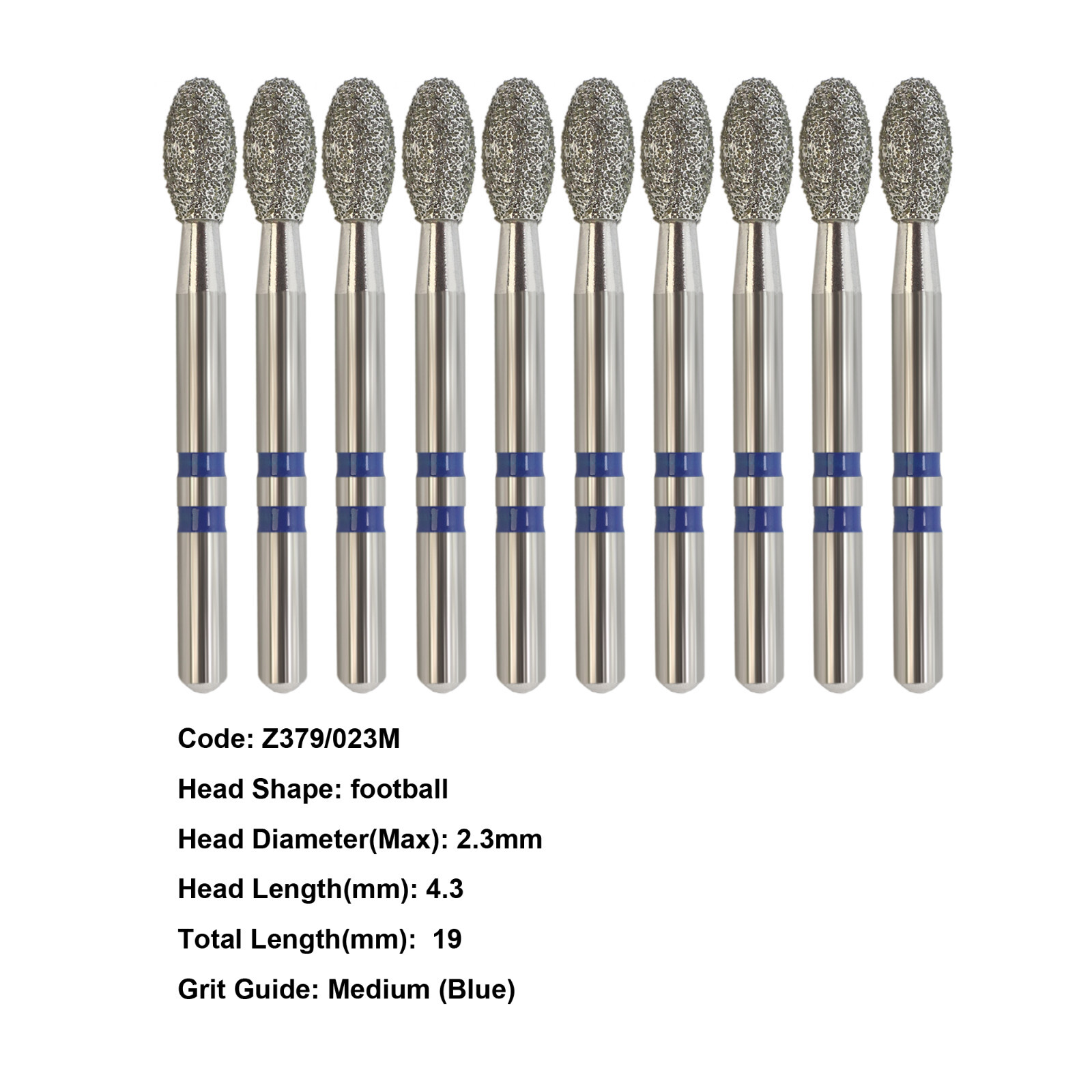 Dental Diamond Bur Zirconia Cutting Bur Round Football FG Fine Medium Grit Z856
