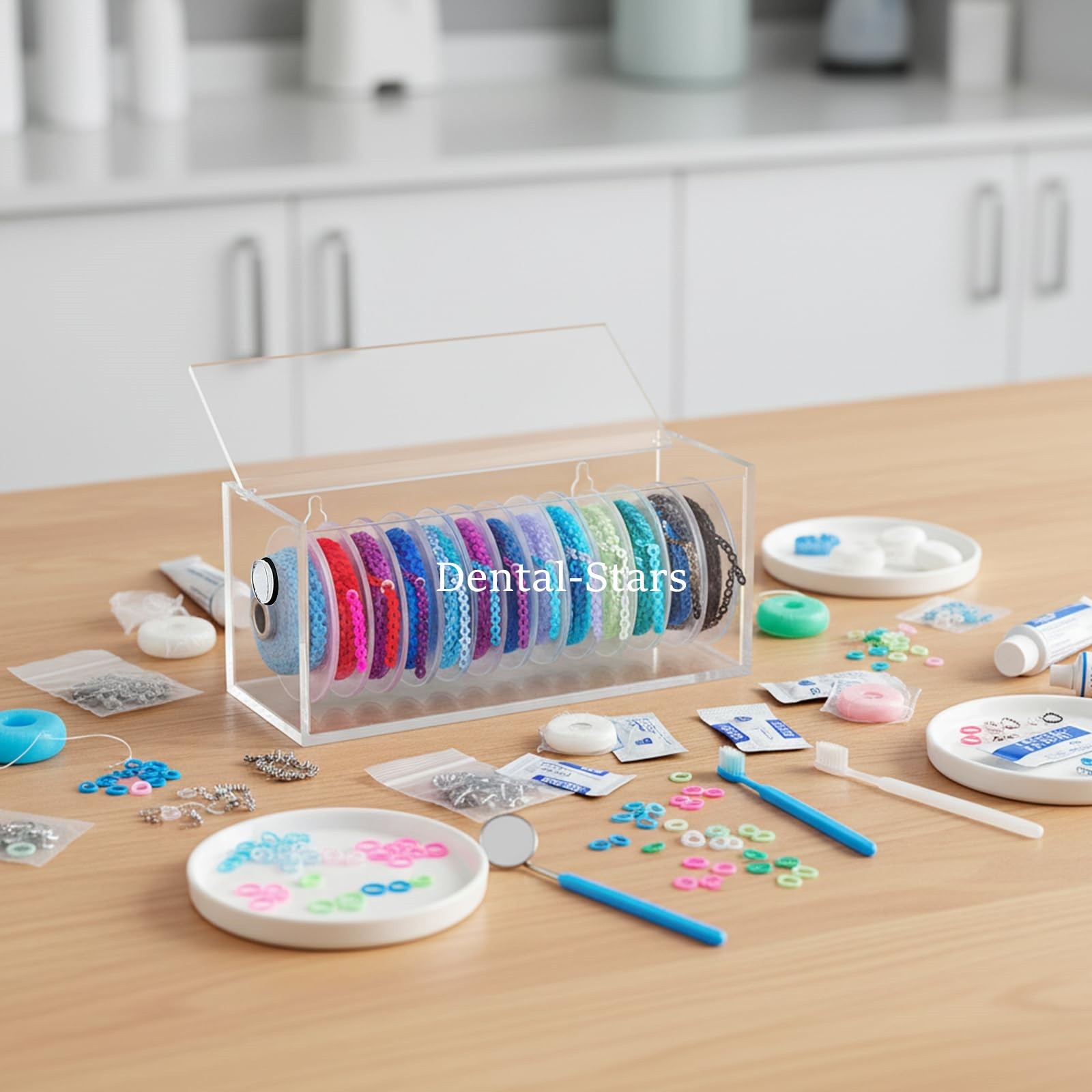 Dental Orthodontic Elastic Power Chain Dispenser Reel Organizer Box with Lid USA