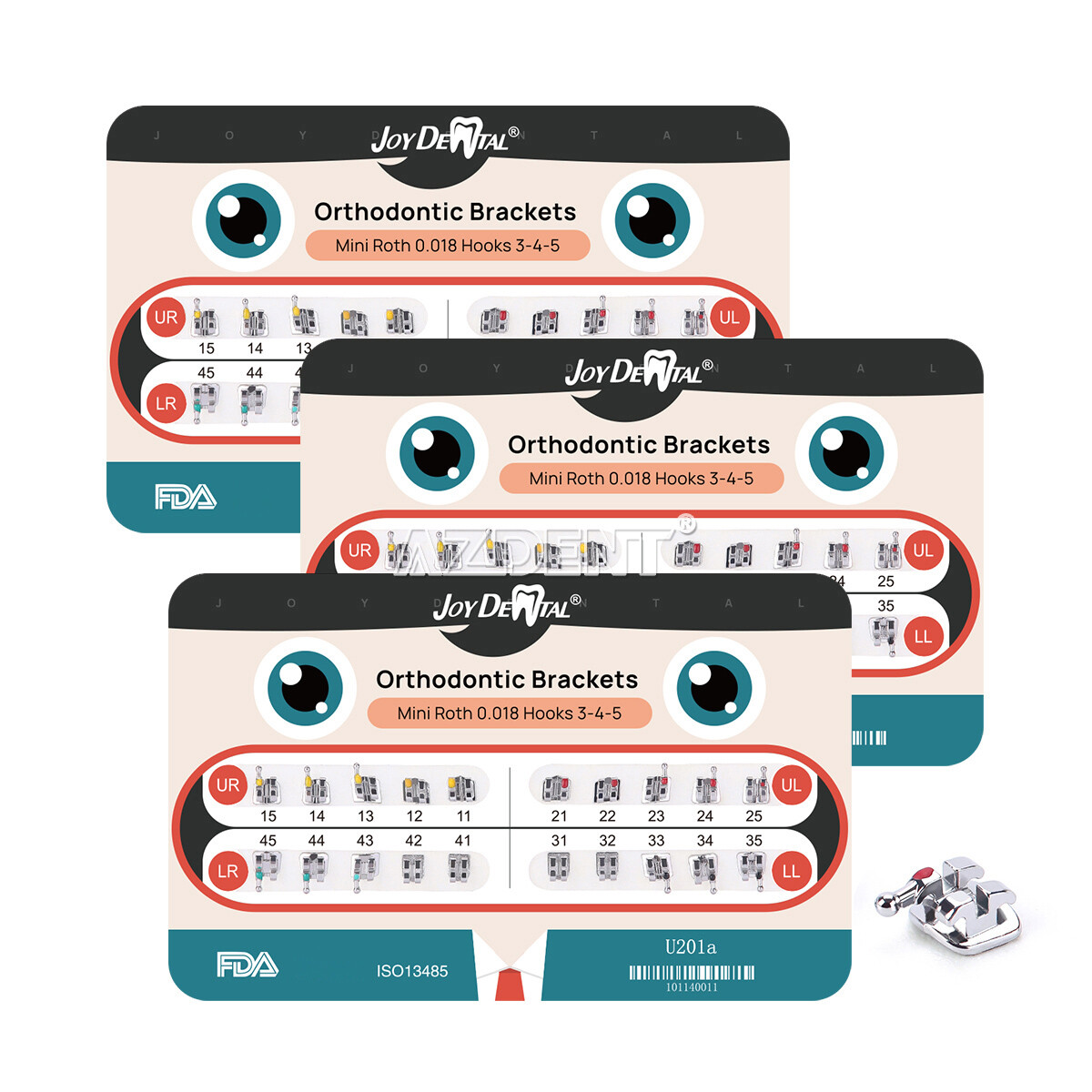 Dental Orthodontic MIM Monoblock Brackets Braces Roth/MBT 022/018 Hook 345