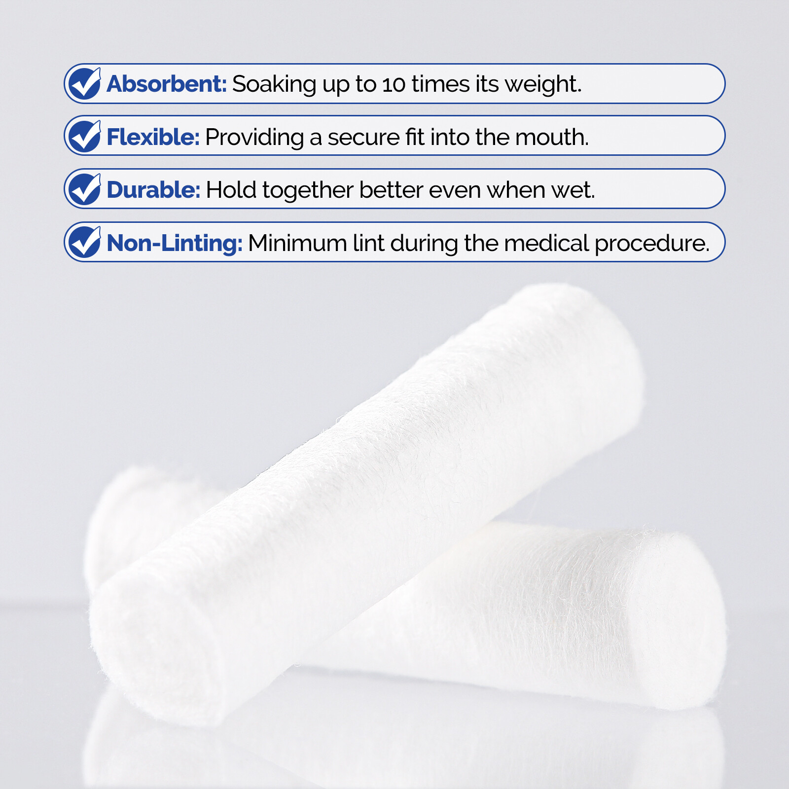 #2 Medium Cotton Rolls 1.5” High Absorbent Dental Mouth Rolls Nosebleed Plugs