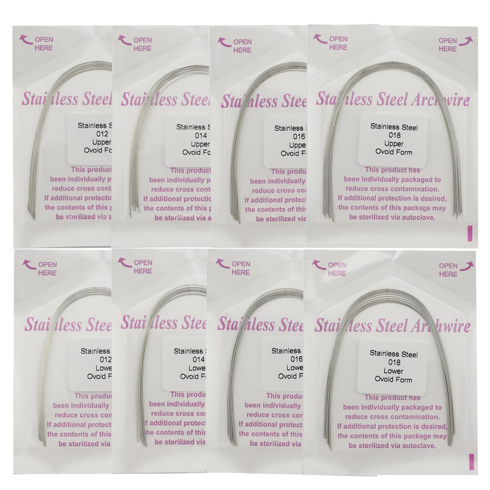 100pcs Dental Orthodontic Stainles Steel Arch Wire Round/Rectangular Ovoid Wires