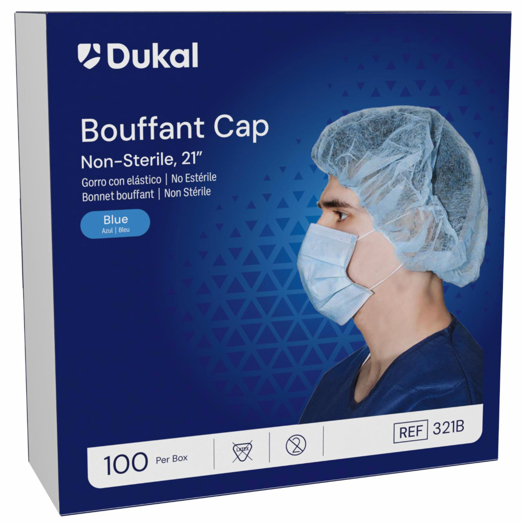 Dukal Bouffant Surgical Caps, 21″, Blue, Non-Sterile – Case of 500