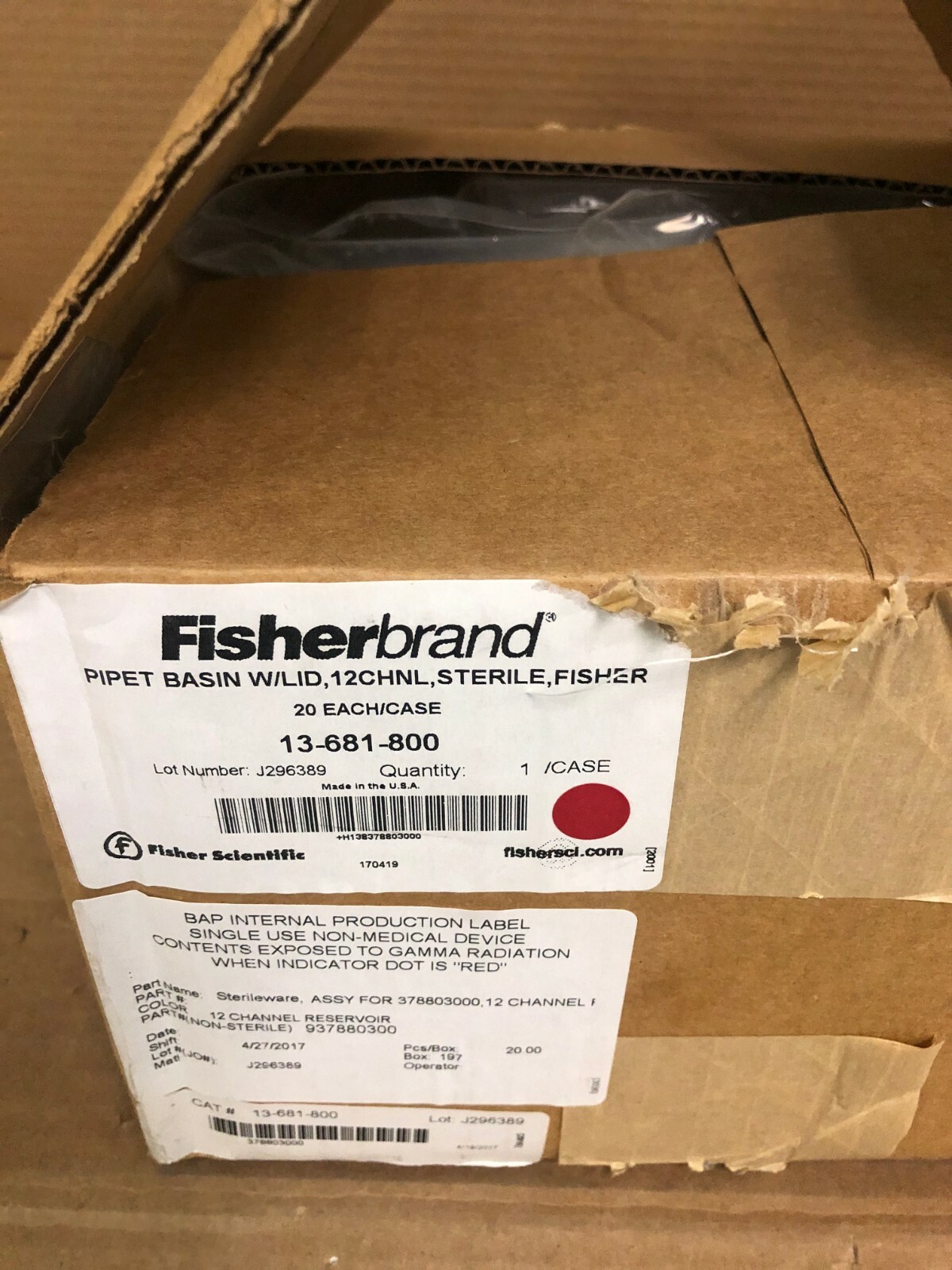 Fisherbrand 13-681-800 Pipet Basin with Lid 12 channel sterile