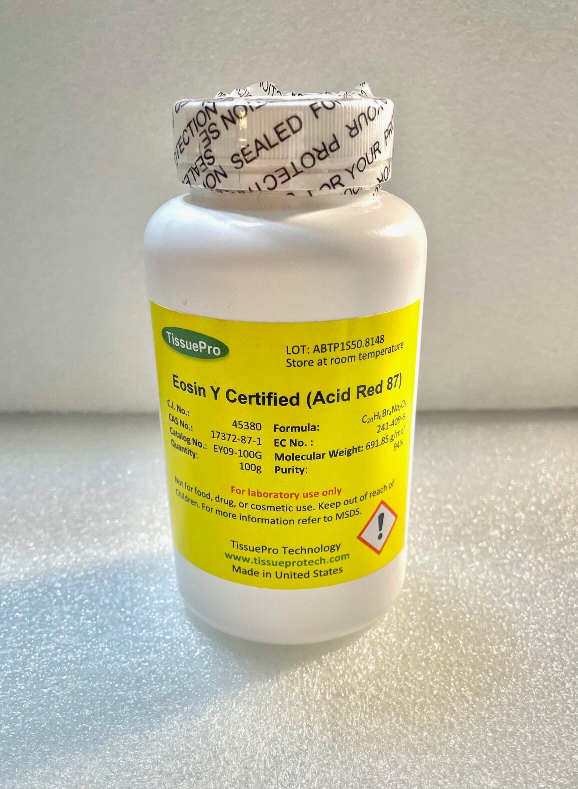 Eosin Y Certified (Acid Red 87), Purity 94% + , 50g TISSUEPRO FREE SHIPPING