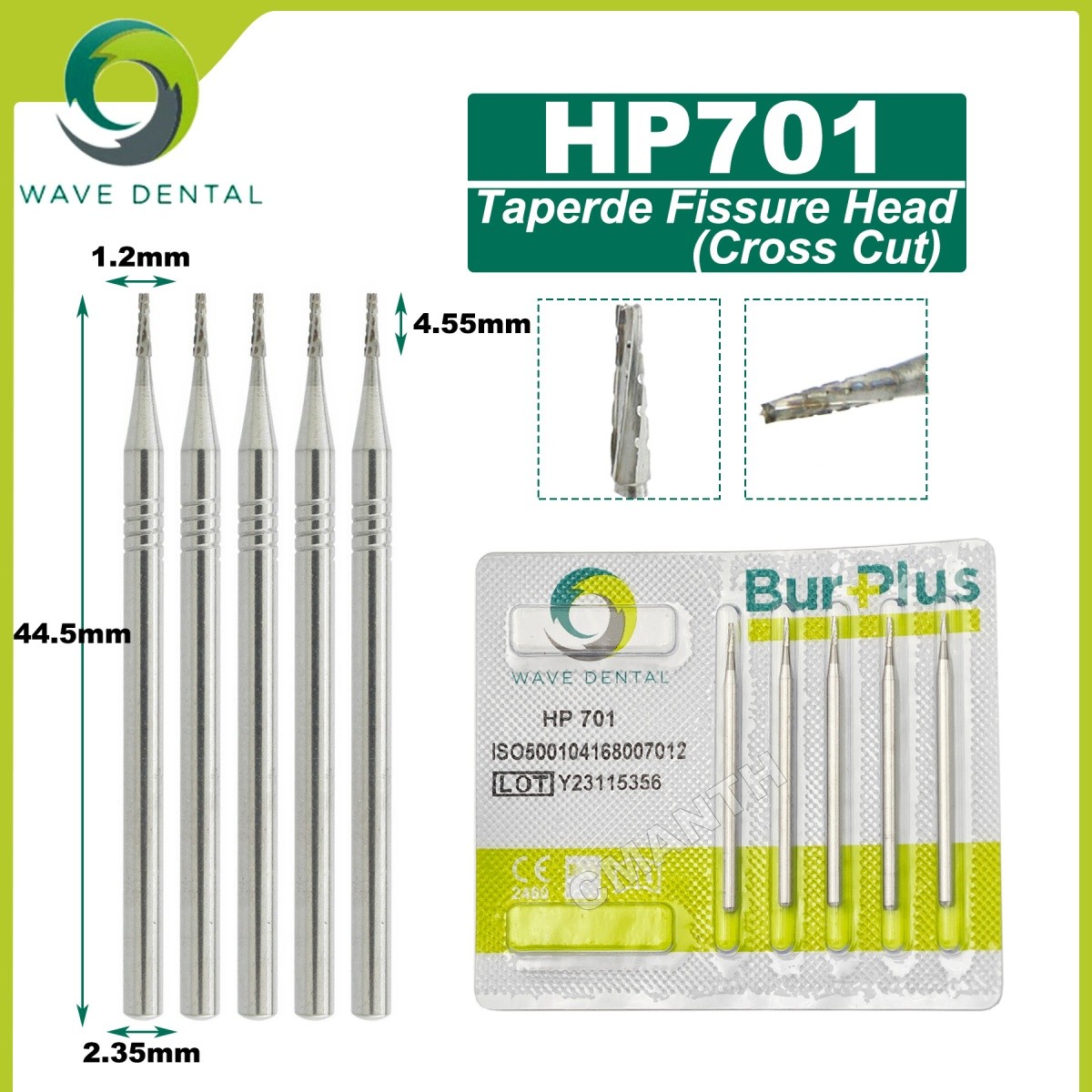 US WAVE Dental Tungsten Carbide Burs Dentistry Drills Dental Bur HP Dia 2.35mm