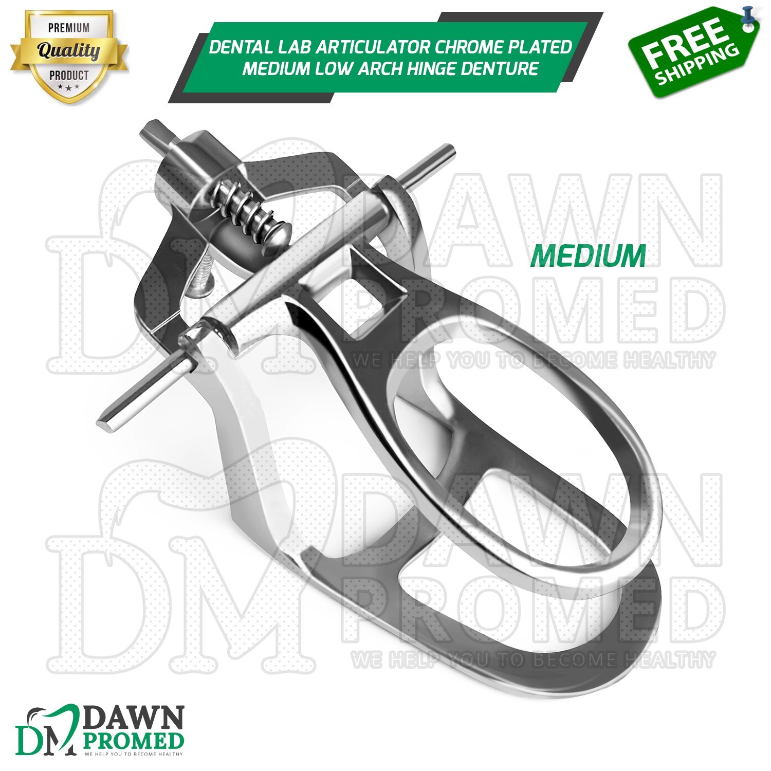 Dental Lab Articulator Chrome Plated Medium Low Arch Hinge Denture Instrument