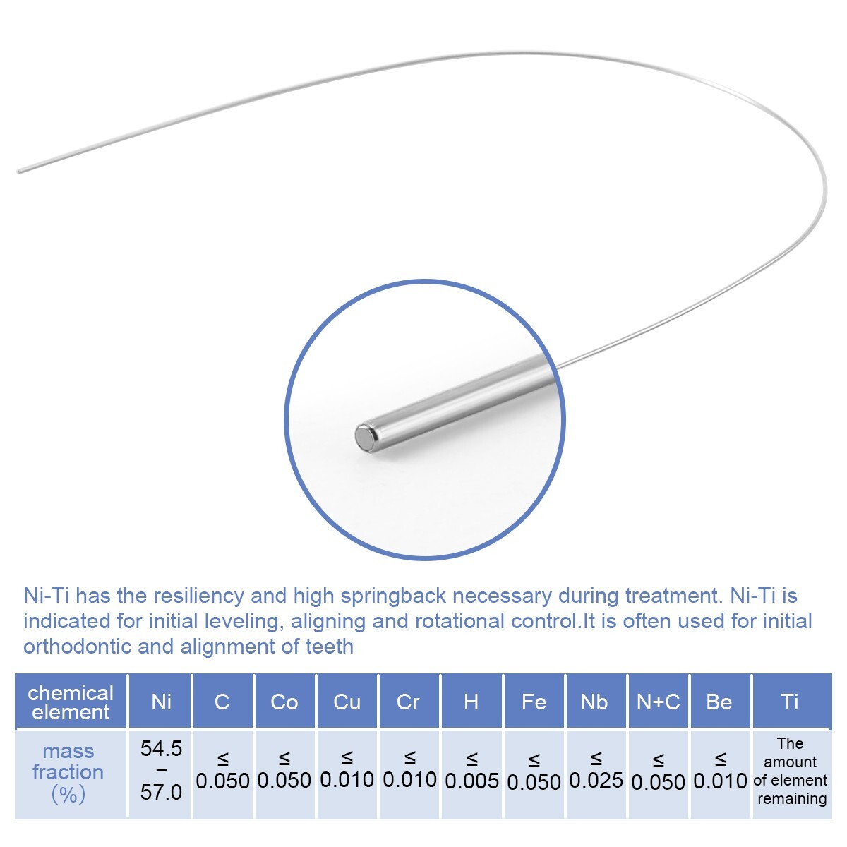 10pcs AZDENT Dental Orthodontic Elastic Niti Round Arch Wires Natural Form Round