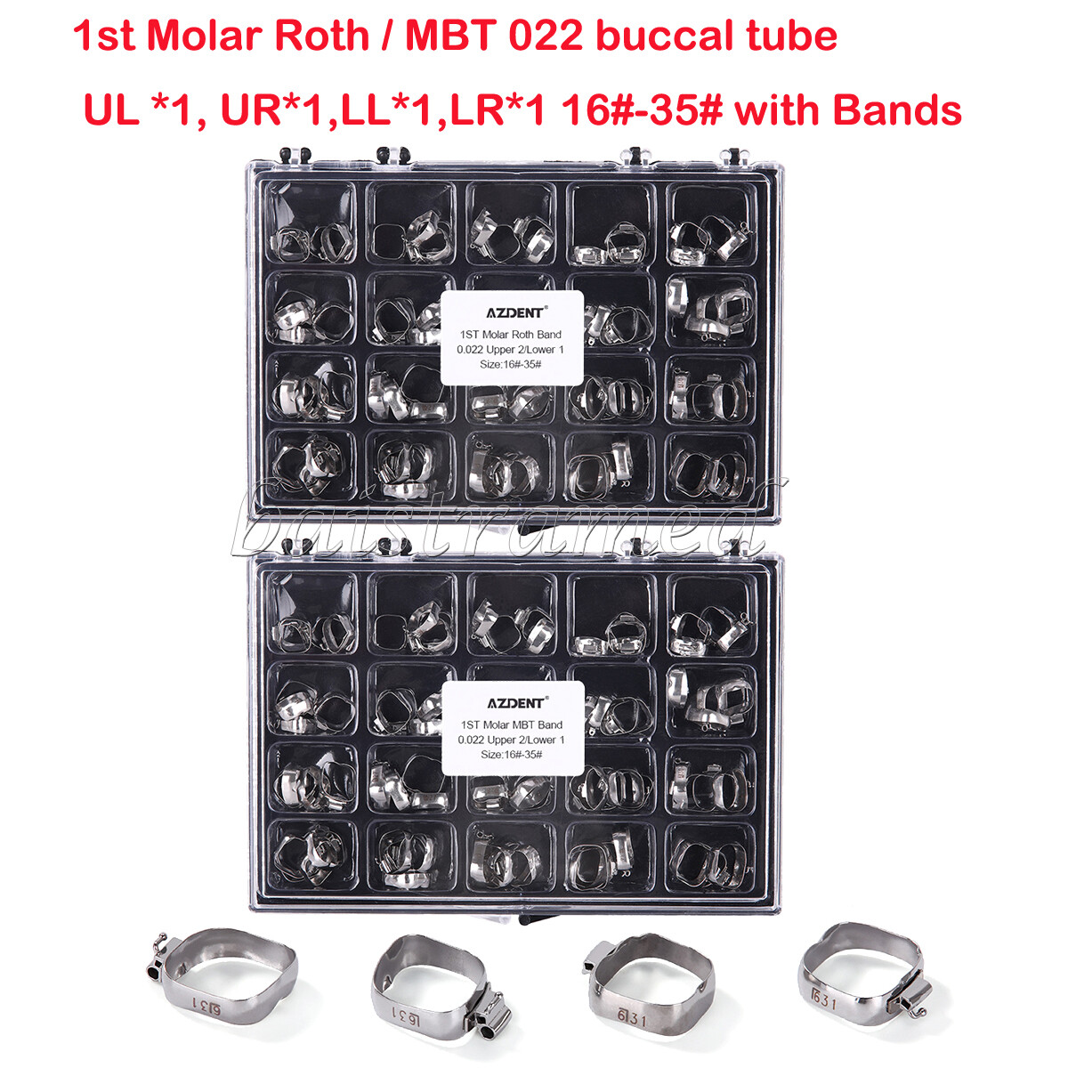 AZDENT Dental Ortho 16#-35# Bands with Buccal Tube For 1st Molar Roth/MBT 022