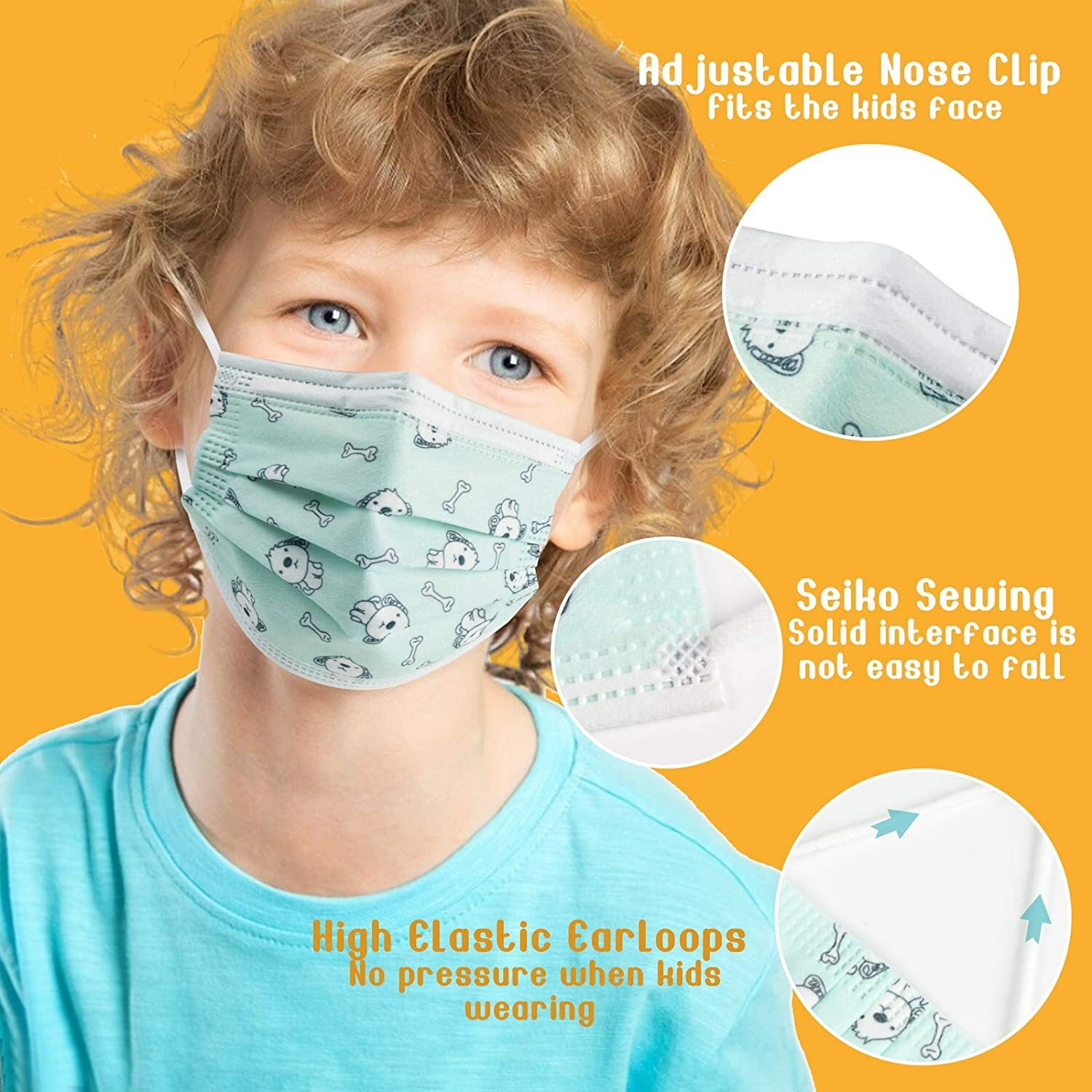 50 Pack Disposable Face Masks for Kids Toddler Teenagers Boy Girl Cartoon Mask