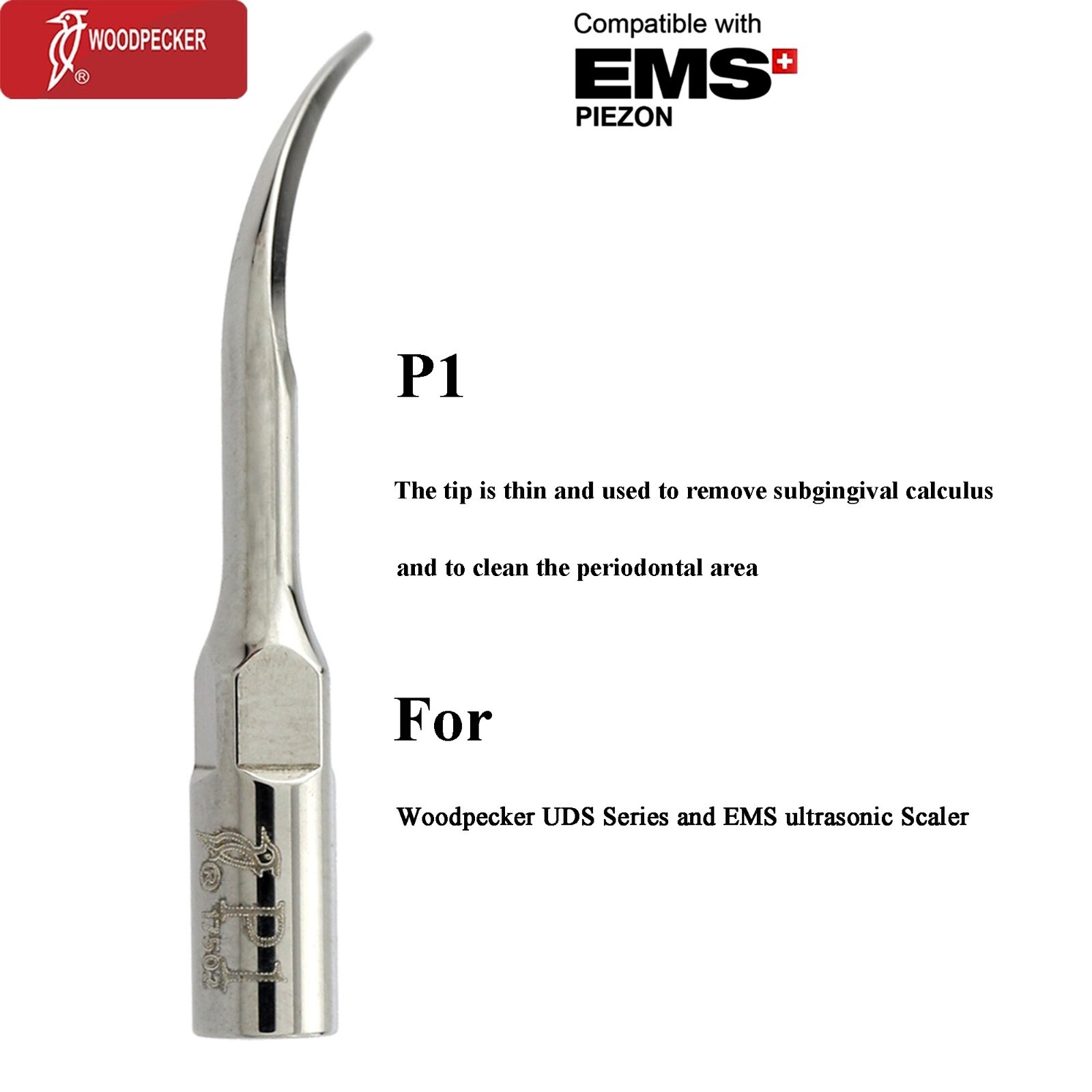 Woodpecker Dental Ultrasonic Scaler Handpiece HW-5L Piezo Tips P1 EMS PIEZON LED